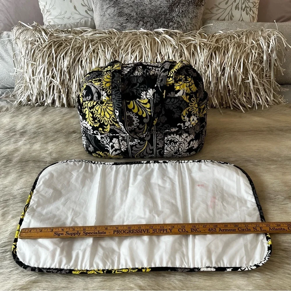 VERA BRADLEY Baroque 2010 Stroll Around Baby Diaper Bag Tote Black Yellow Y2K